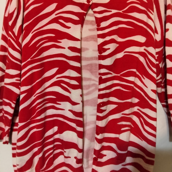 **2/$10**Monroe and main red zebra striped button down sweater sz L - Picture 2 of 5